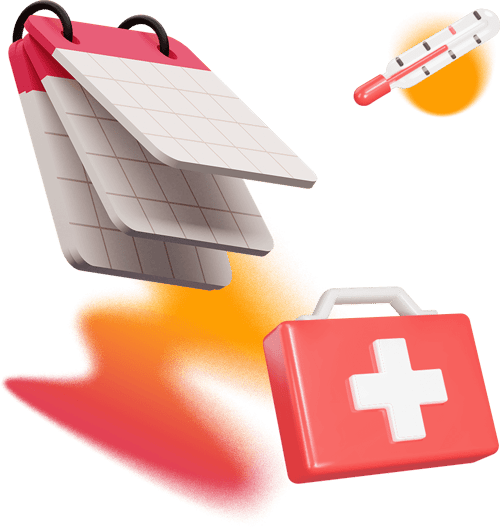 3d illustration calendar and medkit